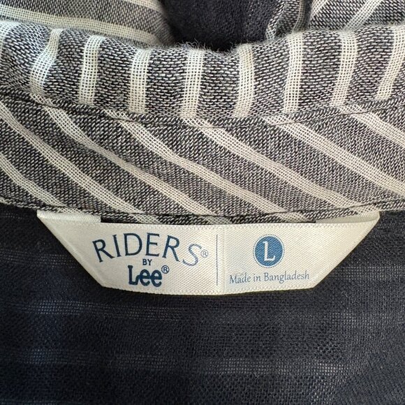Riders By Lee Striped Button Up Shirt Womens Size Large Long Sleeve Cotton Comfy - Picture 6 of 9